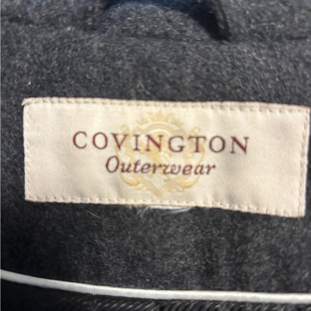 Covington women’s car length coat, grey wool blend, double breasted with hood - Picture 8 of 9